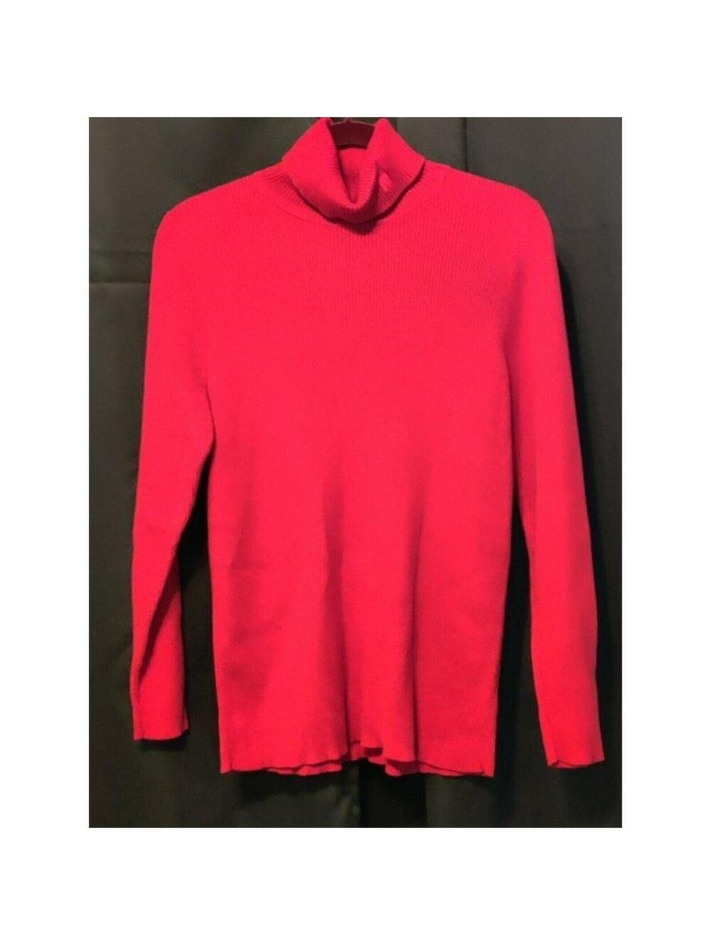 Lauren Ralph Lauren Red Ribbed Turtleneck Sweater 1X Cotton